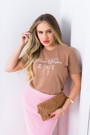 camiseta feminina marrom claro laco saint tropez 1