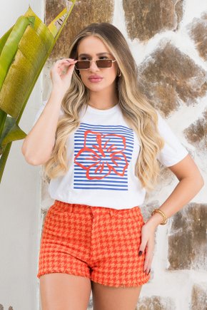 camiseta feminina branca hibisco vermelho 2