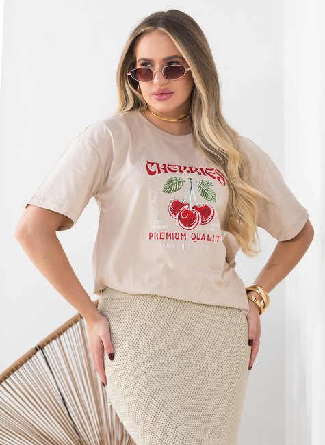camiseta feminina oversized chocolate always cherries 2